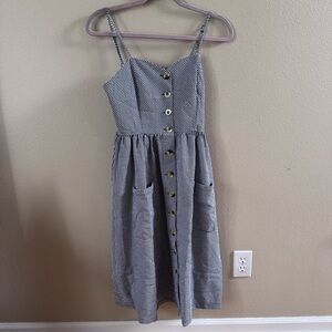 Black and White Gingham Button-Down Dress
